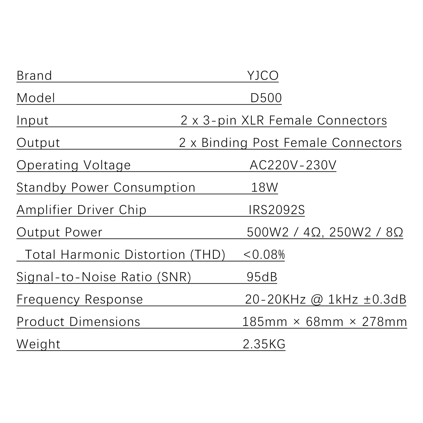 YJCO Leistungsverstärker Audiophiler Hochleistungs-Profi-Verstärker IRS2092 Zweikanal 500W*2 Klasse D Verstärker Integriertes Design – Detail 7