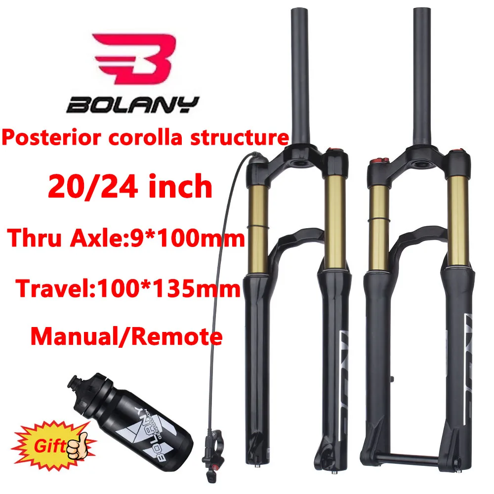 Bolany-Bicycle Front Fork with Barrel Shaft, Air Resilience Suspension, Rear Corolla Structure Design, MTB, 20 in, 24 in