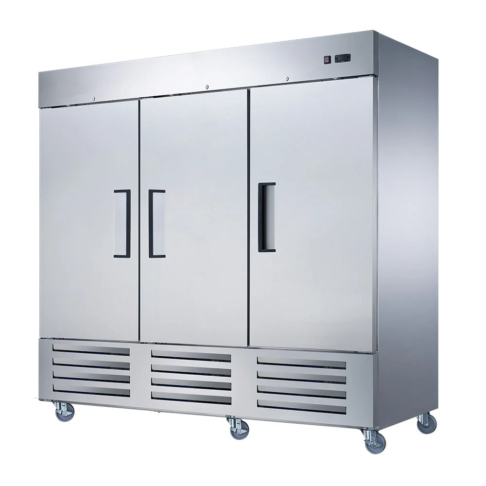 Commercial 3 Door Fan-Cooled Vertical Reach in Kitchen Equipment Fridge Upright Freezer Restaurant Refrigerator