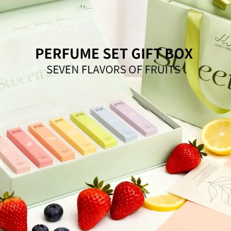 

Niche Fresh Fruity Fragrance Mini Sample Perfume Gift Set 7*5ml Long Lasting Peach Coconut Originales High Quality for Women