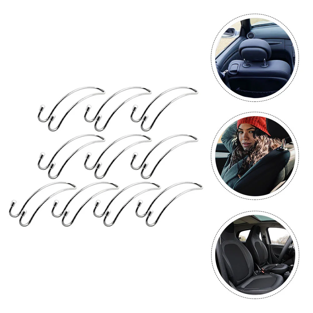 

10Pcs Car Seat Back Hooks Rotatable Hidden Storage Racks Stainless Steel Headrest Hangers for Schoolbags Purses