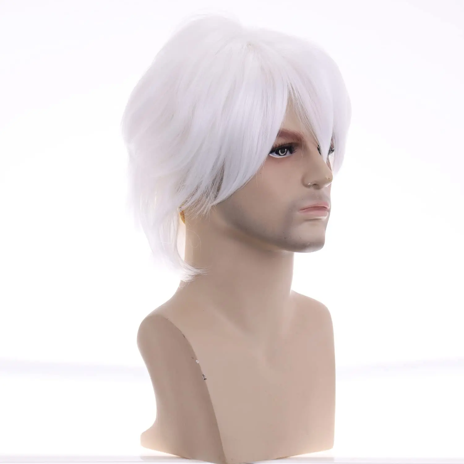 Kurze weiße Perücke für Männer oder Frauen, Anime-Cosplay-Perücken, langes kurzes Kunsthaar für Halloween-Kostümparty