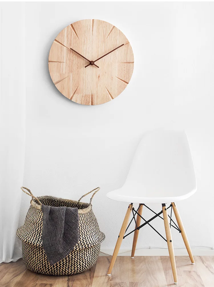 Часы настенные из массива дерева, домашние тихие в минималистическом стиле, для гостиной