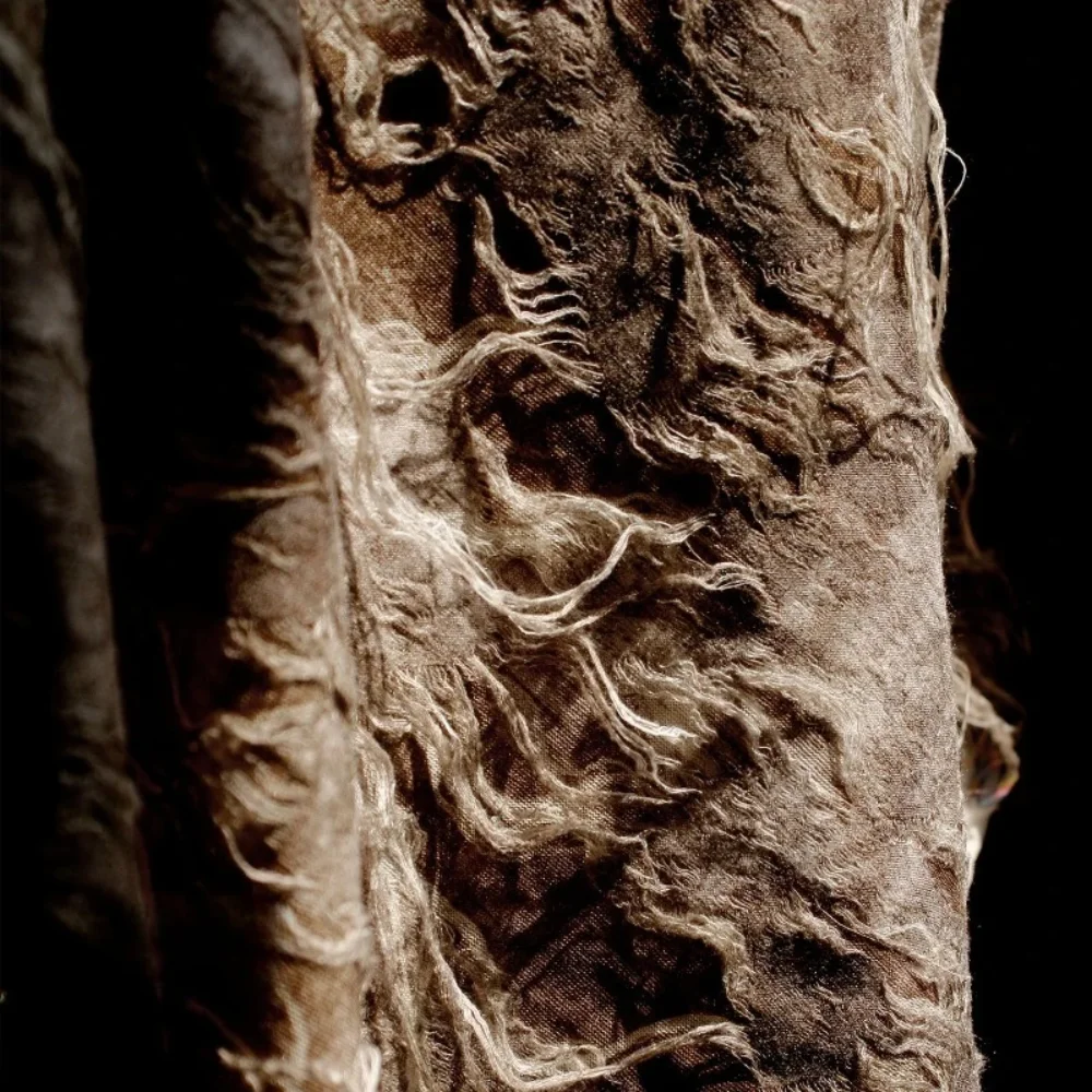 

Эластичная креативная вязаная ткань с эффектом потертости для брюк, дизайнерские ткани для одежды, ткань на метры, материал для шитья своими руками