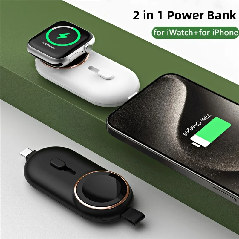 2000mAh Magnetic Wireless Charger Power Bank for iWatch Apple Watch 8 7 6 for iPhone Huawei Portable Wireless Charger Powerbank