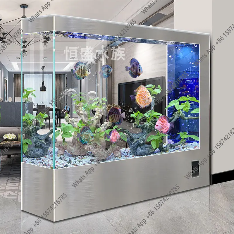 

O Floor-to-ceiling Household Integrated Screen, New Fish Tank Ultra-white Glass No Need To Change Water, Ecological Fish Tank,