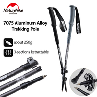 Naturehike Folding Trekking Pole Foldable Walking Stick for Walk Climbing Retractable 3 Sections Telescopic 7075 Aluminum Alloy