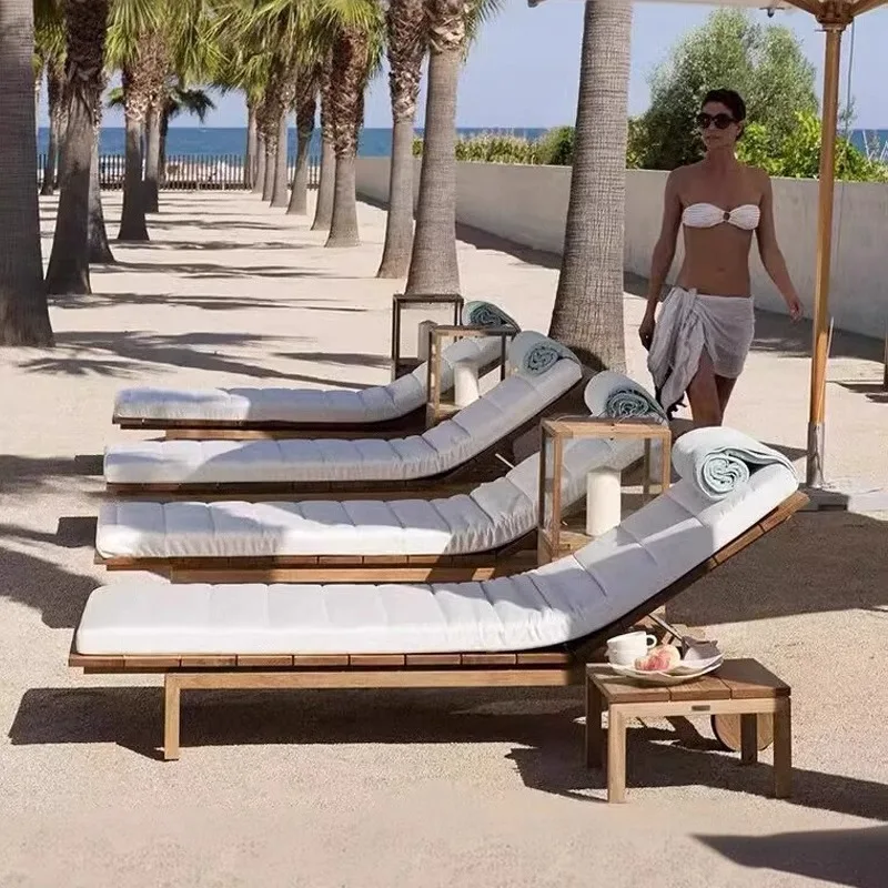 

Outdoor Lounging Teak Garden Resort Leisure Courtyard Hotel Beach Chair Pool Solid Wood Outdoor