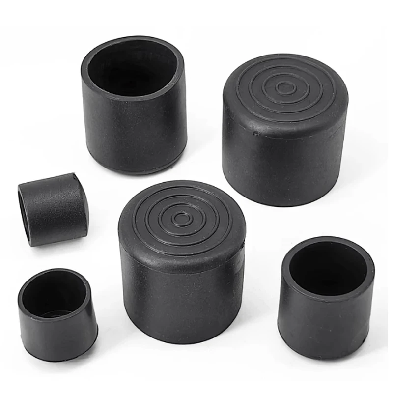 1-20Pcs Round Black PVC Soft Rubber Pipe Sleeve Tube Cap Table Chair Foot Pad Protective Cover 6 8 10 12 14 16 20 22 25 28-100mm