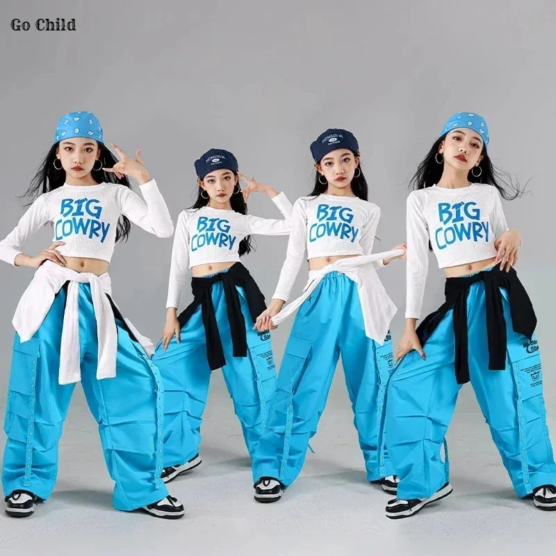 الفتيات الهيب هوب المحاصيل الأعلى السراويل البضائع الملونة الأطفال ازياء الاطفال الشارع الشهير الجاز K-pop شارع الرقص فتاة مجموعة الملابس مجموعات