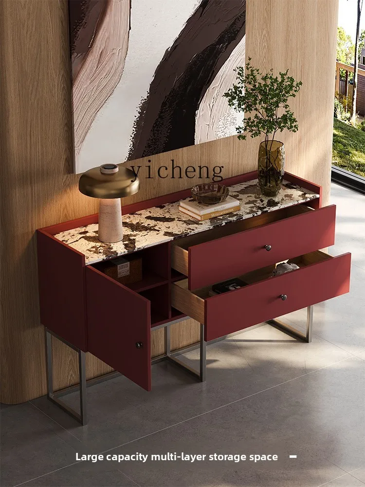 

ZZ modern light luxury home entrance cabinet household living room marble countertop high-end paint cabinet