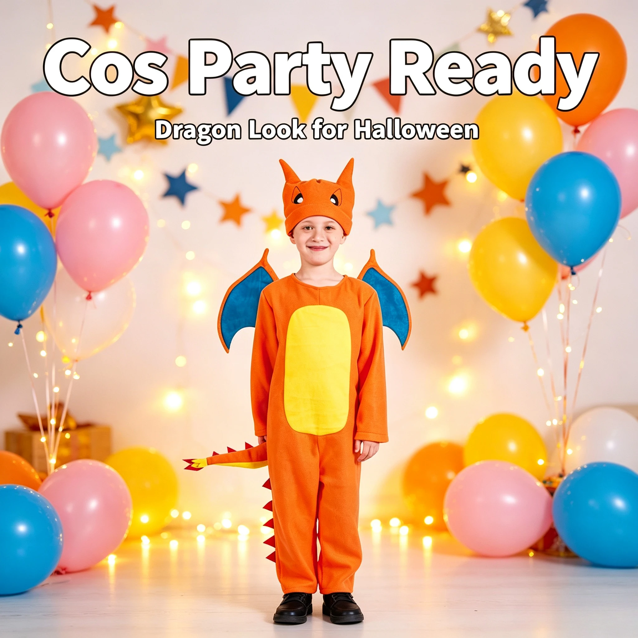 Cool Fire Dragon Kids Cosplay Costume, Fun Halloween Role‑Play Outfit, Vivid Anime Dress‑up Set for Party & Stage Show