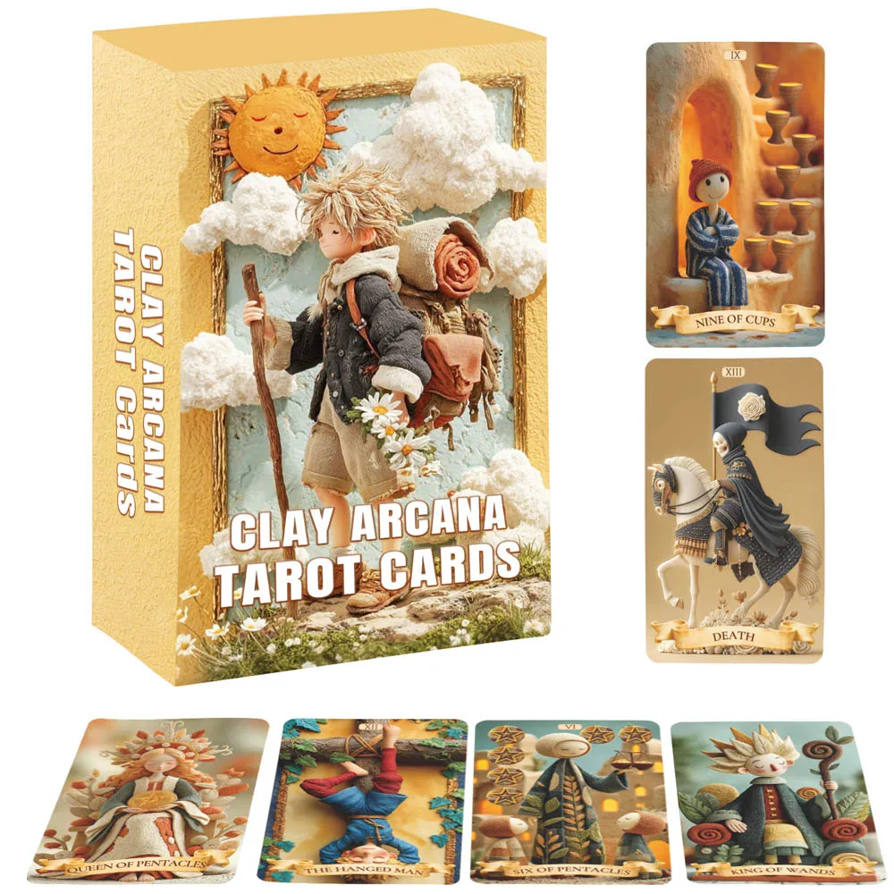 Set di 78 carte dei tarocchi, 13x8 cm Il gioco di carte dei tarocchi dell'Arcana dell'Argilla, da fango all'anima, viaggio segreto fatto a mano, manuale di carta per principianti