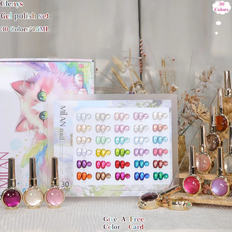 Glenys 30 Color Cat's Eye Nail Polish Gel Popular All Net Advanced Immersion Gel Color Matching Card Nail Salon Art Varnish