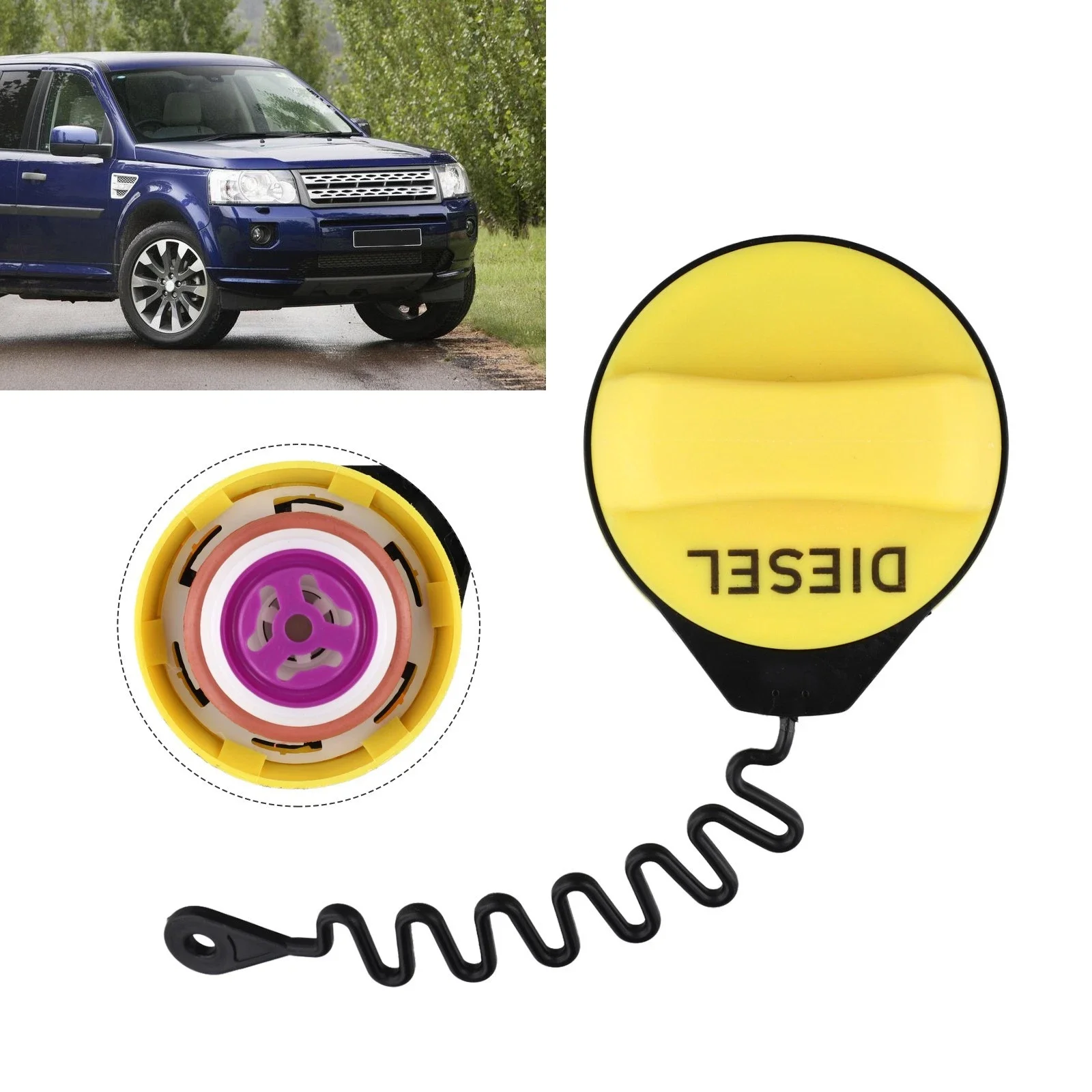Fuel Tank Cap Replacement Yellow LR034129 for Land Rover Freelander 2 2006 2007 2008 2009 2010 2011 2012 2013 2014
