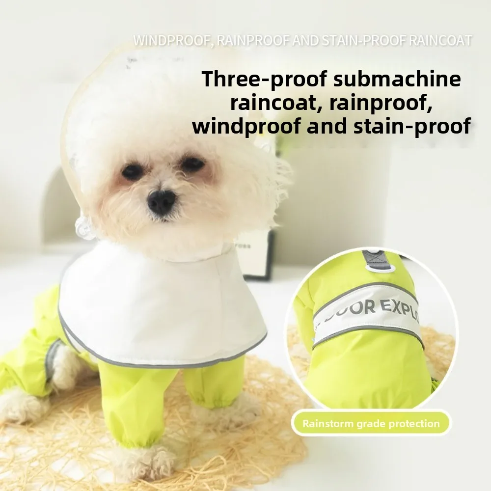 Manteau imperméable coupe-vent pour chiens, bretelles réglables avec anneau en D, couverture complète, antisalissure, manteau imperméable pour animaux de compagnie, temps de pluie