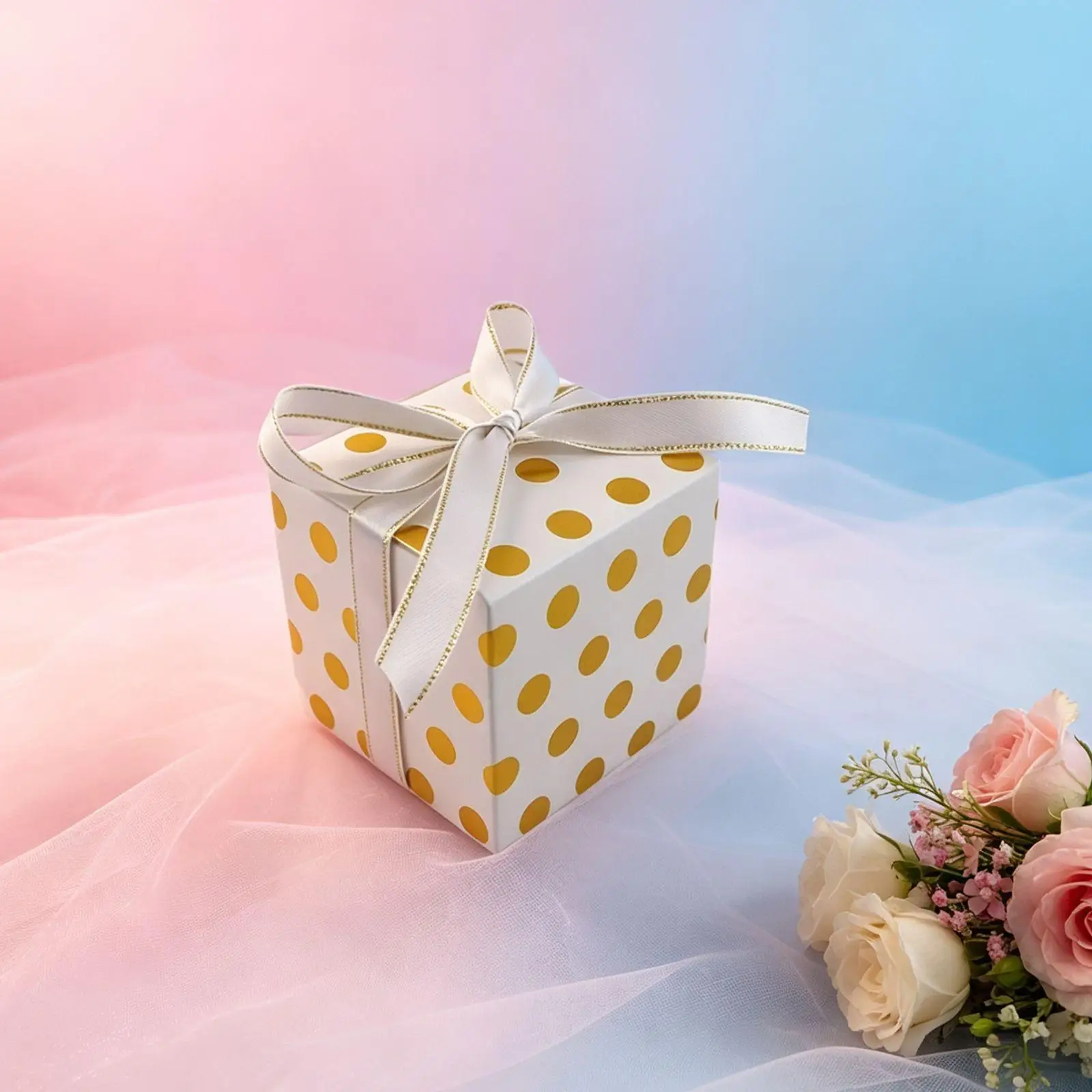 50 stuks Mini Hot Stamping Papier Snoepdoosjes Polka Dot DIY Bruiloft Favoriet En Cadeaudoos Met Lint Verjaardag Kerst Feestdecoratie