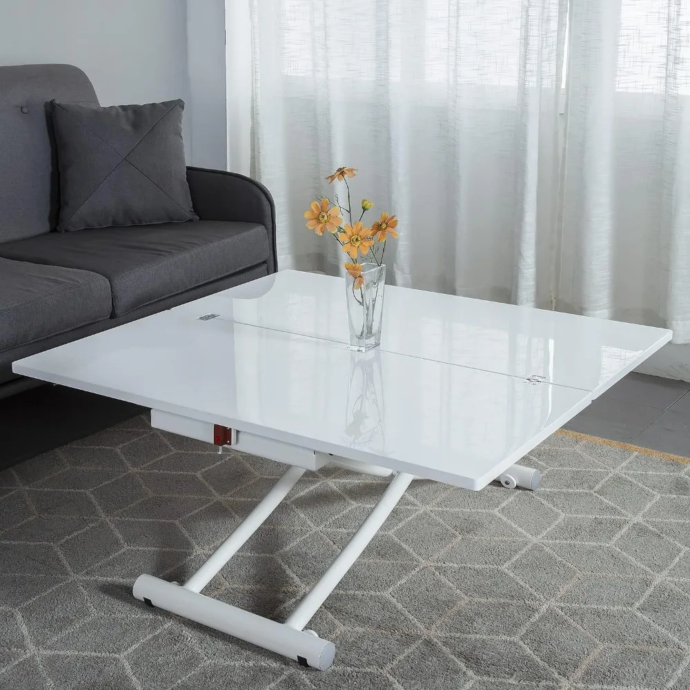 طاولة طعام معدنية قابلة للطي مع وظائف متعددة للمطبخ وغرفة المعيشة - تحويل طاولة القهوة والشاي في المنزل #6