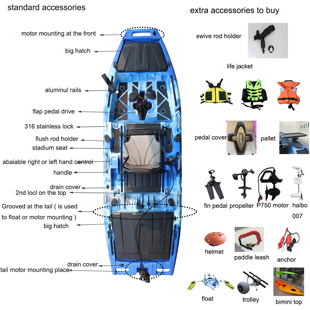 2026 New Modular 10ft PE Sit-o - đánh giá và giá Fishing Kayak Paddle