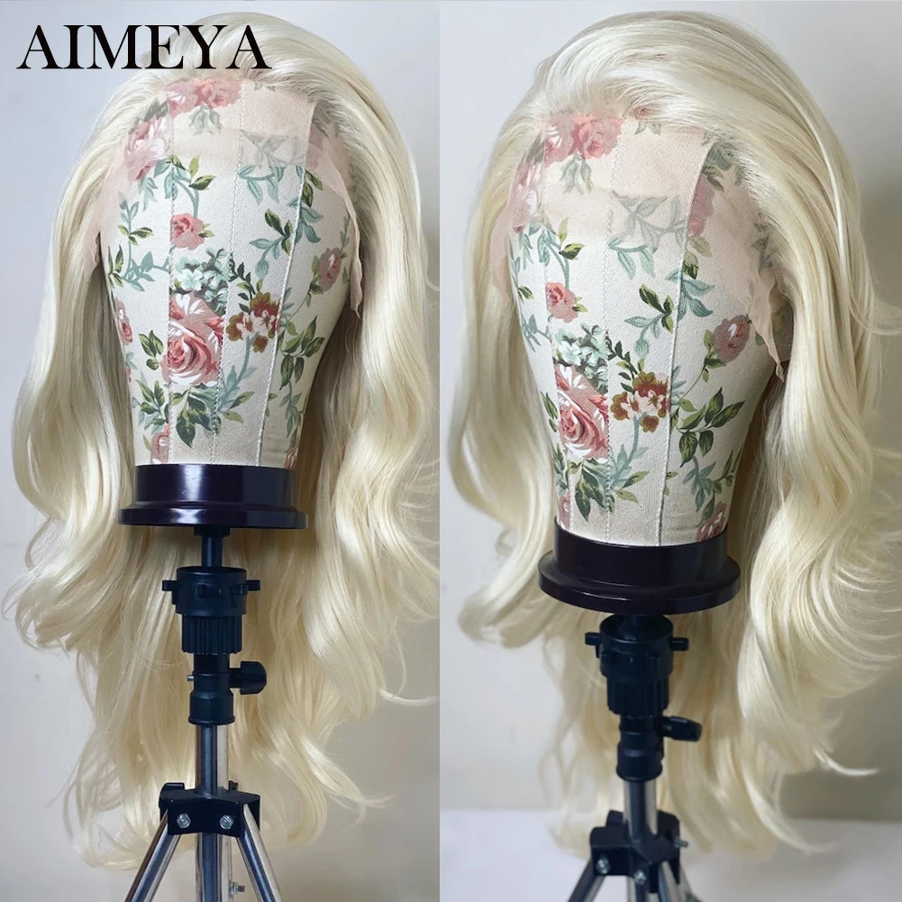 AIMEYA 26inches Blonded Synthetic Lace Front Wig Lace Wigs For Women Heat Resistant Fiber Naturakl Wave Wigs Natural Hairline