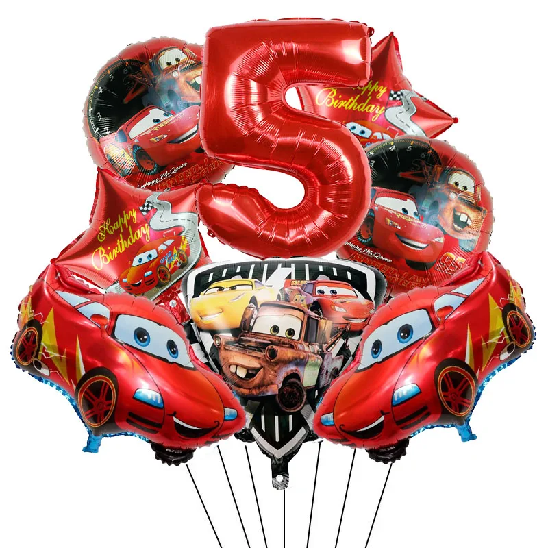 8 قطعة البرق ماكوين احباط بالونات الهيليوم مجموعة أرقام 1-9 سنة استحمام الطفل الاطفال سباق السيارات تحت عنوان حفلة عيد ميلاد الديكور