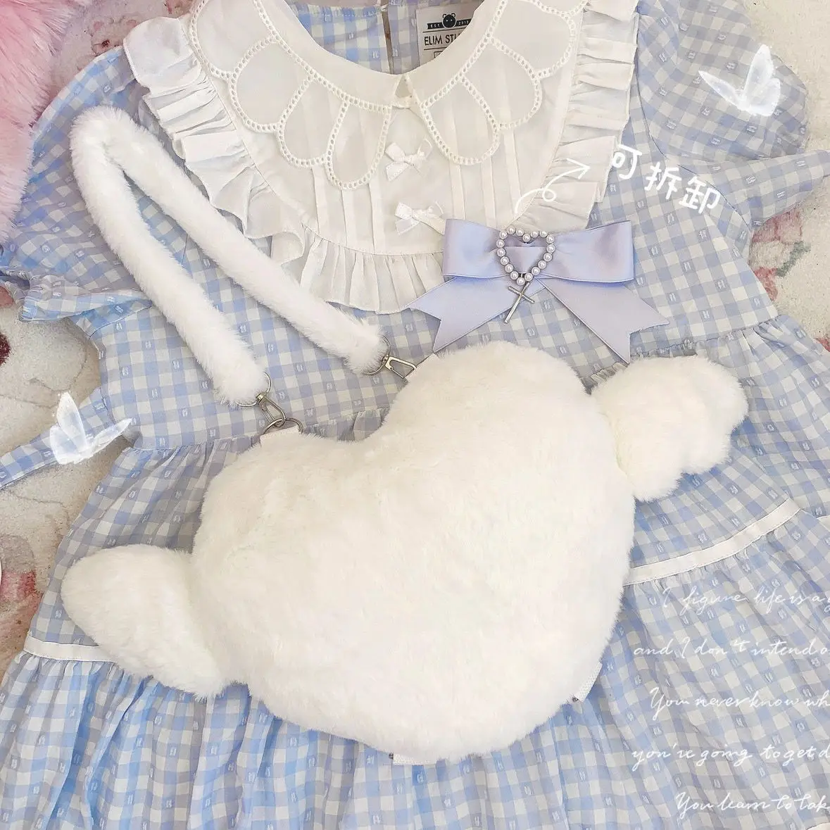 Sacs à main Kawaii Love Angel Wings pour filles, mini sacs à main, marin japonais, sac à bandoulière Goth trempé, sacs Lolita doux et mignons, Y2K