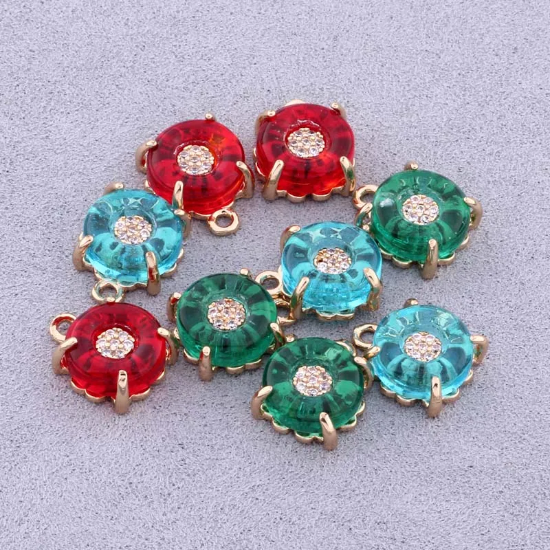 New Trendy Copper With Zircon Retro Round Pendant DIY Jewelry Bracelet Necklace Earring Accessory Material Charms