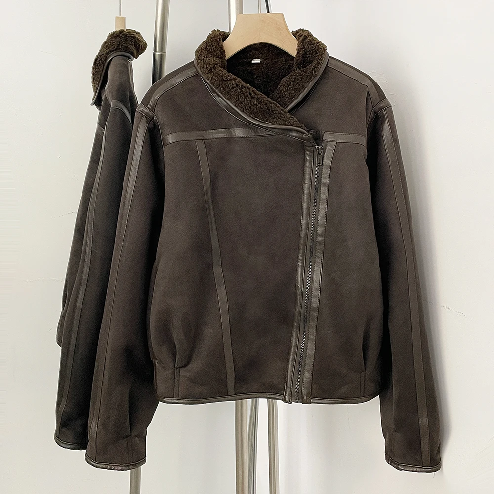 

Куртка из искусственной кожи для женщин, демисезонная, весна-осень 2026, в стиле Y2K, с кожаным воротником