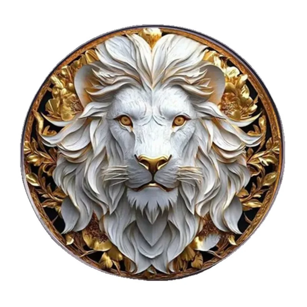 Broche Lion Blanc Totem Puissant en Acier Inoxydable, Épingle Plate Décorative pour Vêtements et Sacs à Dos