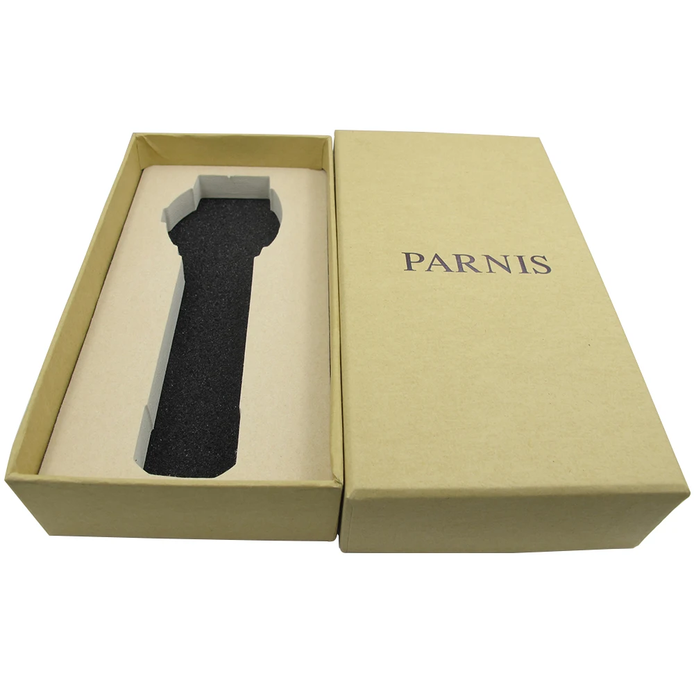 Parnis 40mm Sapphire Crystal Automatic Movement นาฬิกาลําลองผู้ชายหมายเลขสีส้ม