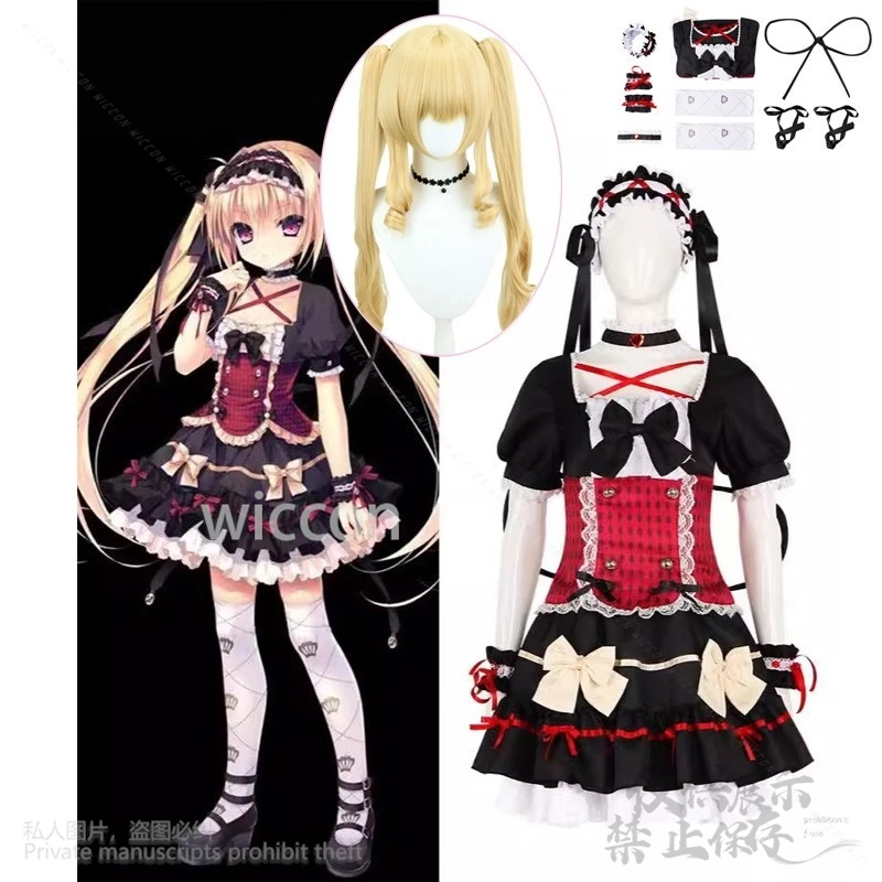 Anime Galgame NightoftheDead Cosplay Miya Costume Kawaii Lolita Loli Cos Sweet Dress Wigs Double Ponytail Accessories Halloween