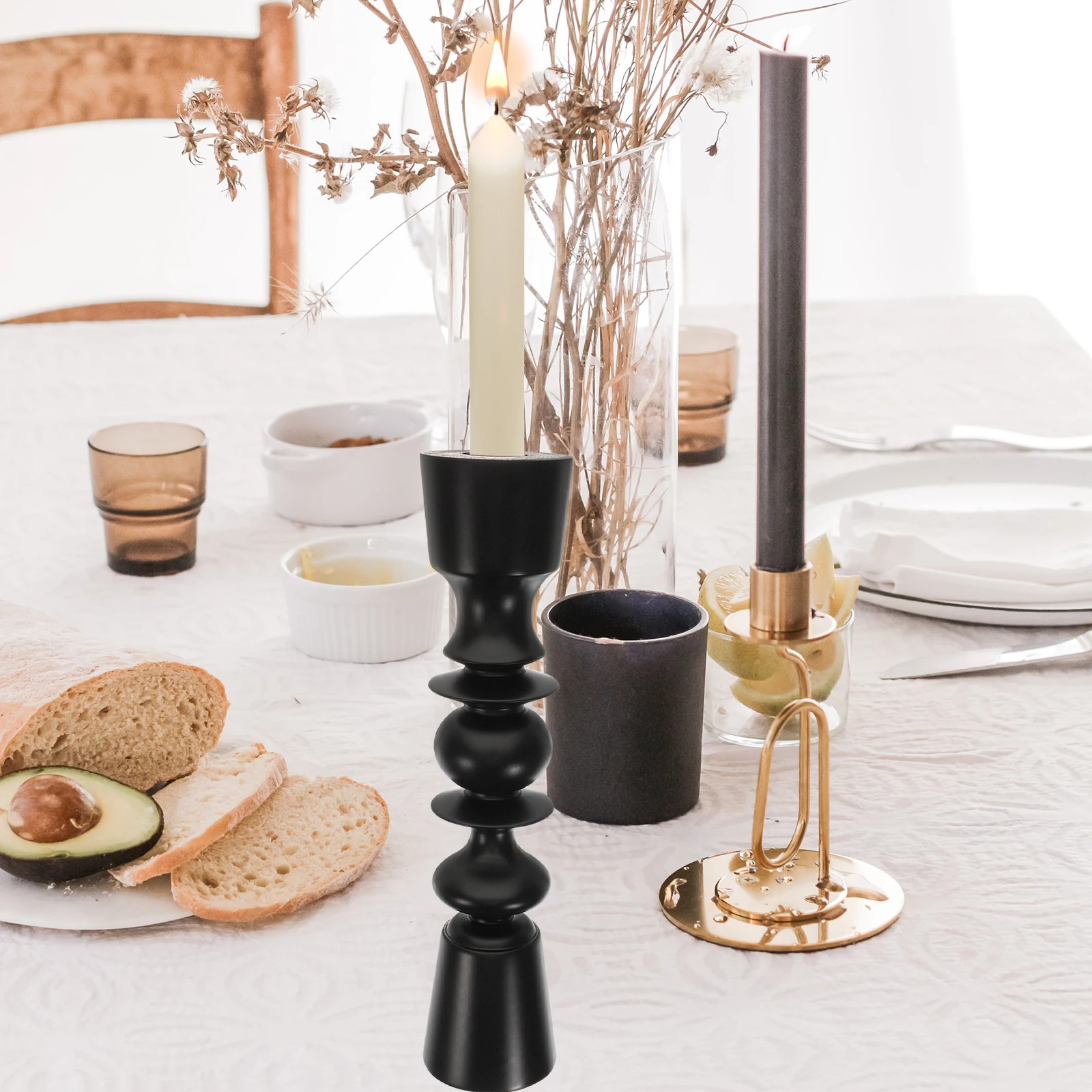 

Candlestick Ornament Wedding Natural Farmhouse Holders Wood Craft Wooden Candleholder Office Decoration Tabletop