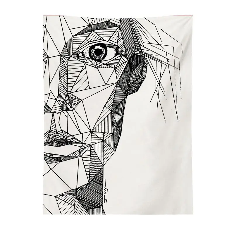 VIKAMA Minimalist Line Flower Face Tapestry, Nordic Abstract One Stroke Wall Hanging for Bedroom Living Room Decor