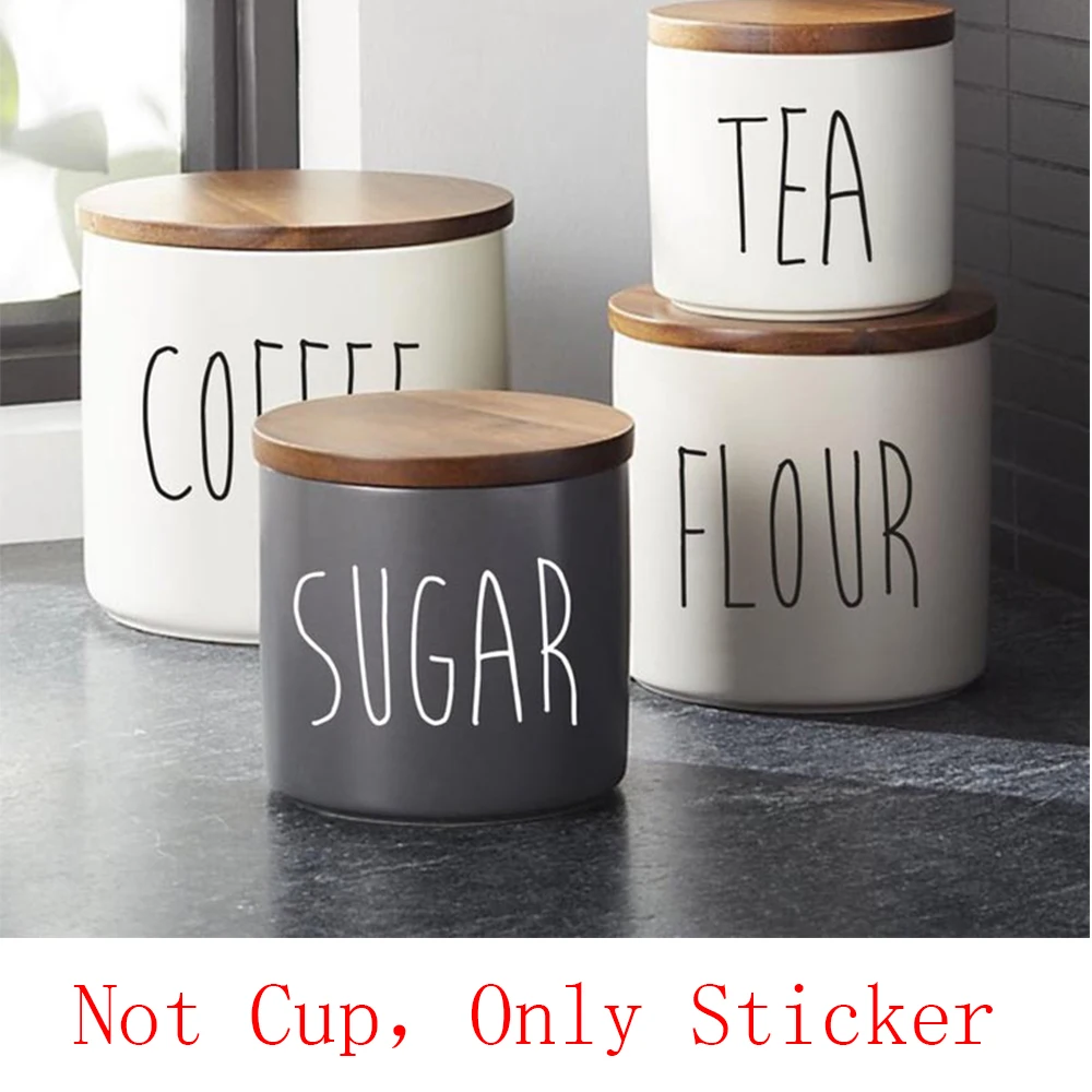 Kitchen Canister Stickers，Canister Vinyl Decals, Flour Sugar Decals Sticker，8Pcs Kitchen Canister Decals Stickers，vinilo cocina