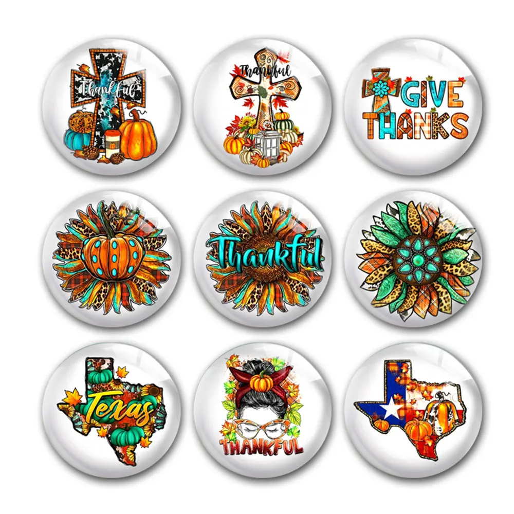 

Ручная работа День Благодарения Подсолнух Тыква Осень Круглая фото Стеклянный кабошон с плоской задней частью Демо Камея с плоской задней частью для изготовления ювелирных изделий своими руками