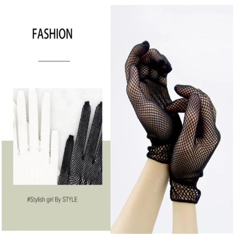 Women Summer Uv-Proof Driving Gloves Mesh Fishnet Solid Thin Mitten Animals Woman