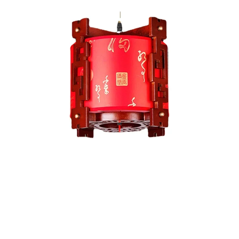 

T New Chinese Lantern Balcony Lantern Chandelier Red Festive New Year Tea House Solid Wood Chinese Style