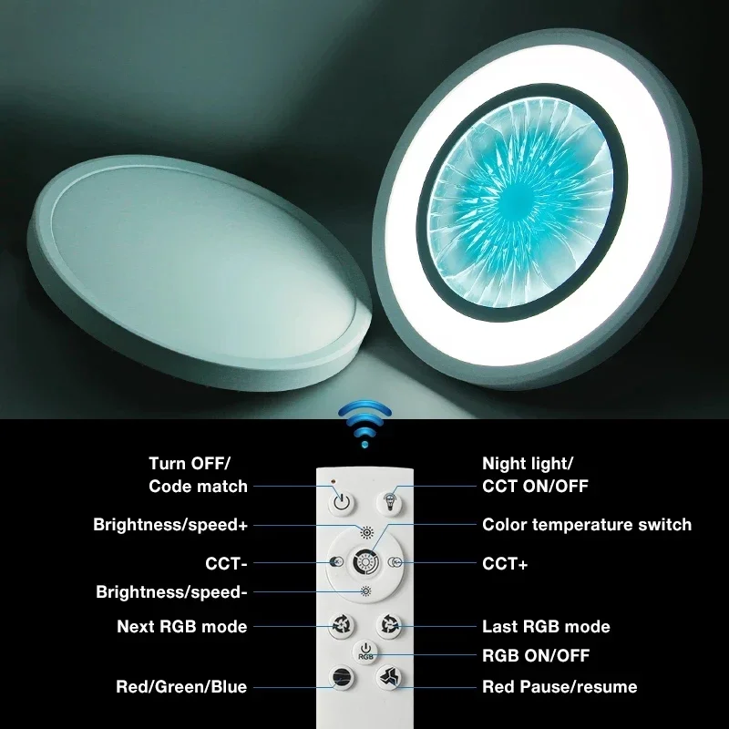 مصباح السقف الذكي RGB ضوء دوار ديكور المنزل APP/التحكم عن بعد 28 واط رقيقة جدا LED تصميم ضوء السقف لغرفة المعيشة