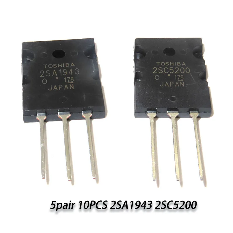 10PCS=5Pairs Amplifier Transistor 2SA1943 2SC5200 High Power Audio Silicon Transistor A1943 C5200