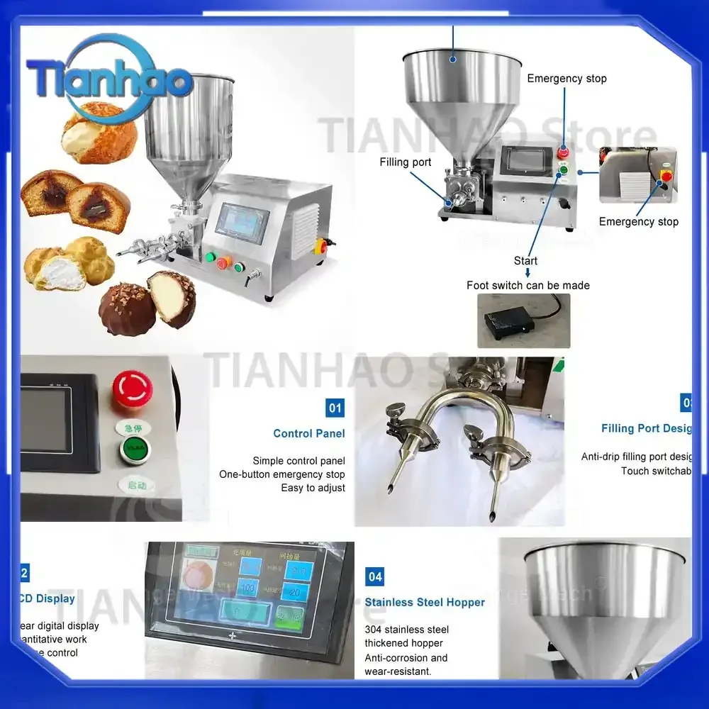 Automatic Electric English Cake Cream Dispenser Puff Filler Pastry Inject Fill Machine for Donut
