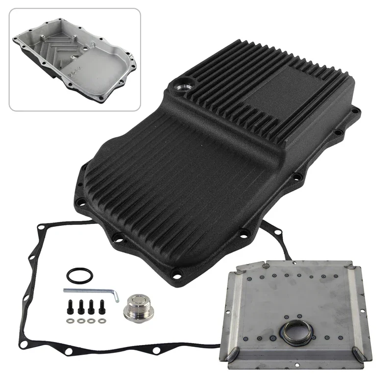 Aluminum Transmission Oil Pan Heavy-Duty Cast Deep For 13-24 RAM Pickup/Dodge Charger/Jeep/BMW ZF 8-Speed Turbo Silver/Black/Red