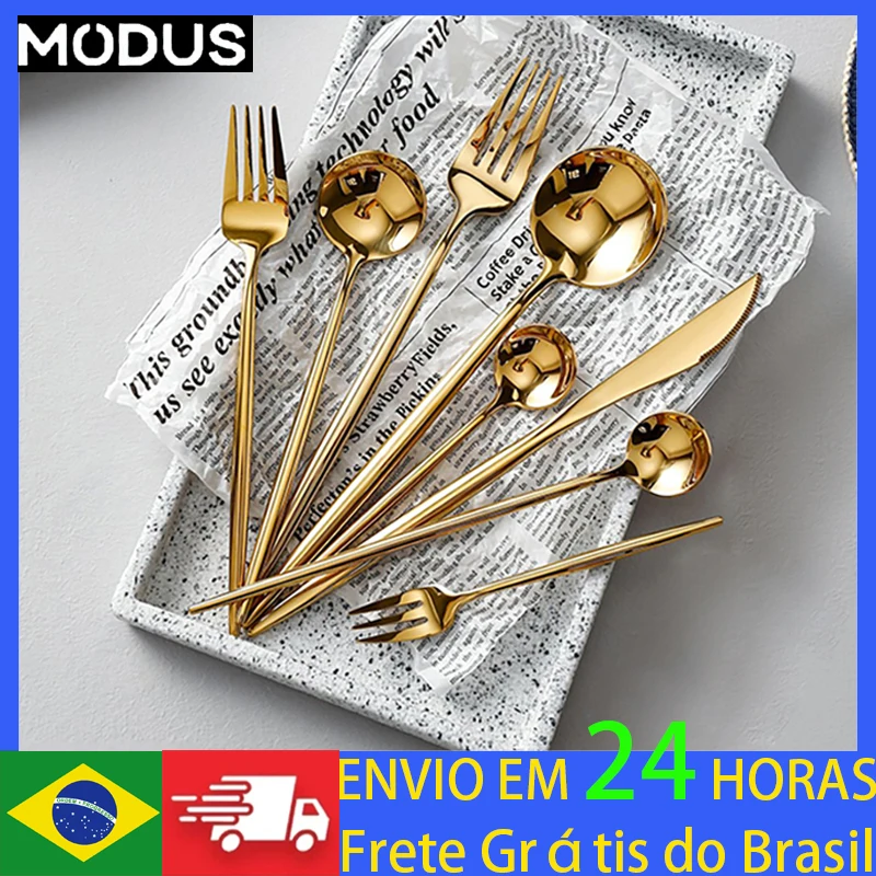 Gold Silver Cutlery Set Forks Knives Spoons Stainless Steel Dinnerware Set 1 Pieces Fork Spoon Knife Set 20pcs