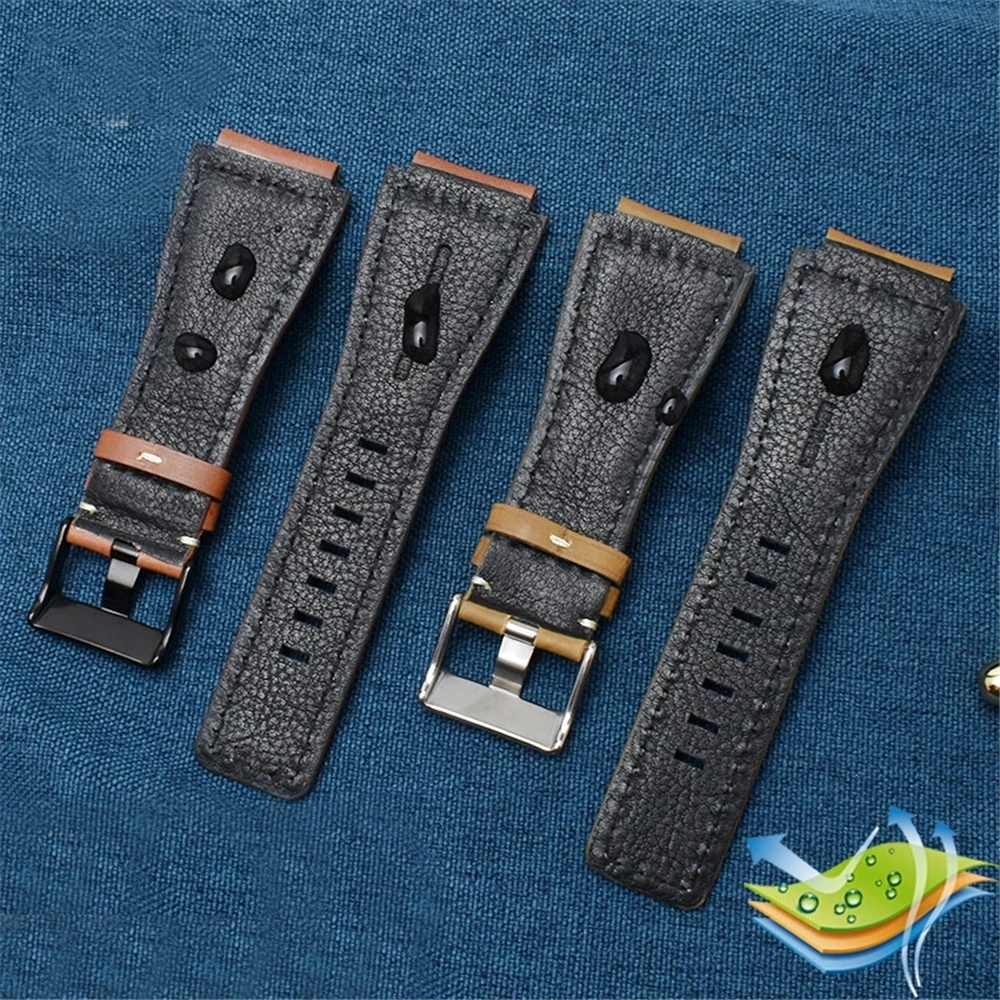 Watch Strap Genuine Leather for BELL&ROSS BR01 BR03 Silicone Watchband BELL ROSS BR01BR03 24MM Band