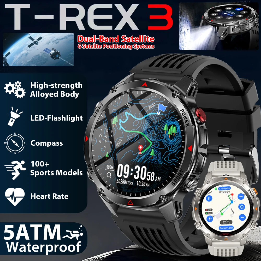 

2025 New Professional GPS Sports Smart Watch Outdoor RIDE Run GPS track Swim Watchs Compass Altimeter 5ATM Sports Bracelets Men