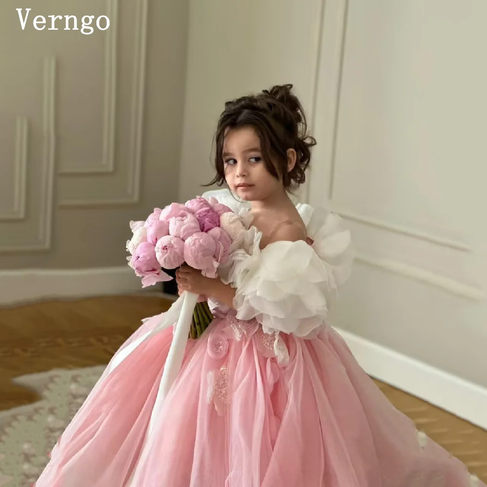 verngo-pink-3d-flowers-tulle-girl-flowes-dress-off-the-shoulder-a-line-ball-gowns-princess-short-kid-birthday-dress-customized