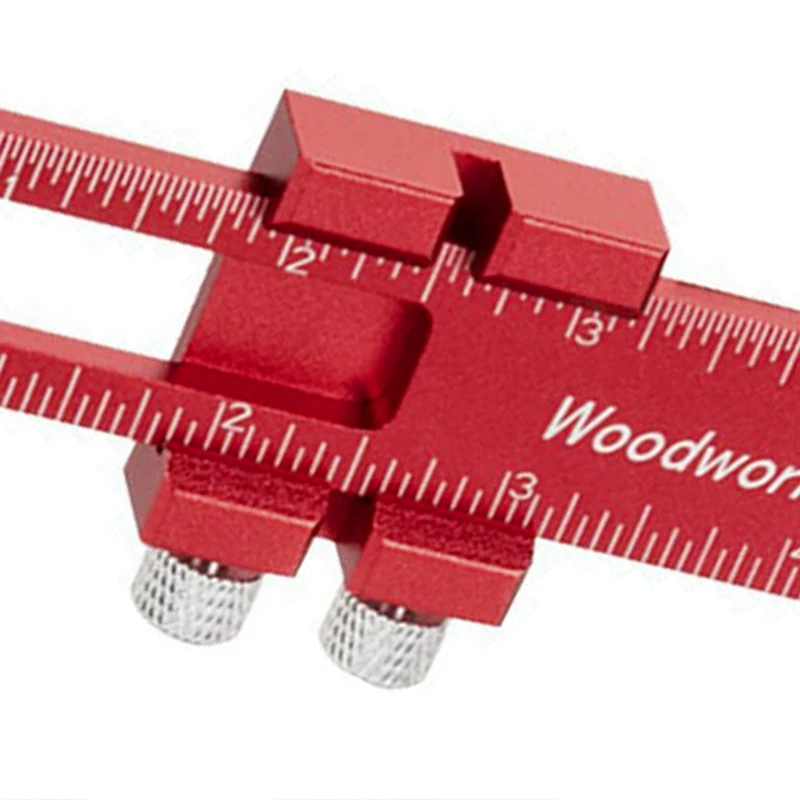 HOT-Woodworking Tools Ruler Ruler Layout Tool Aluminum Precision Ruler With T-Track Metal Slide Stops