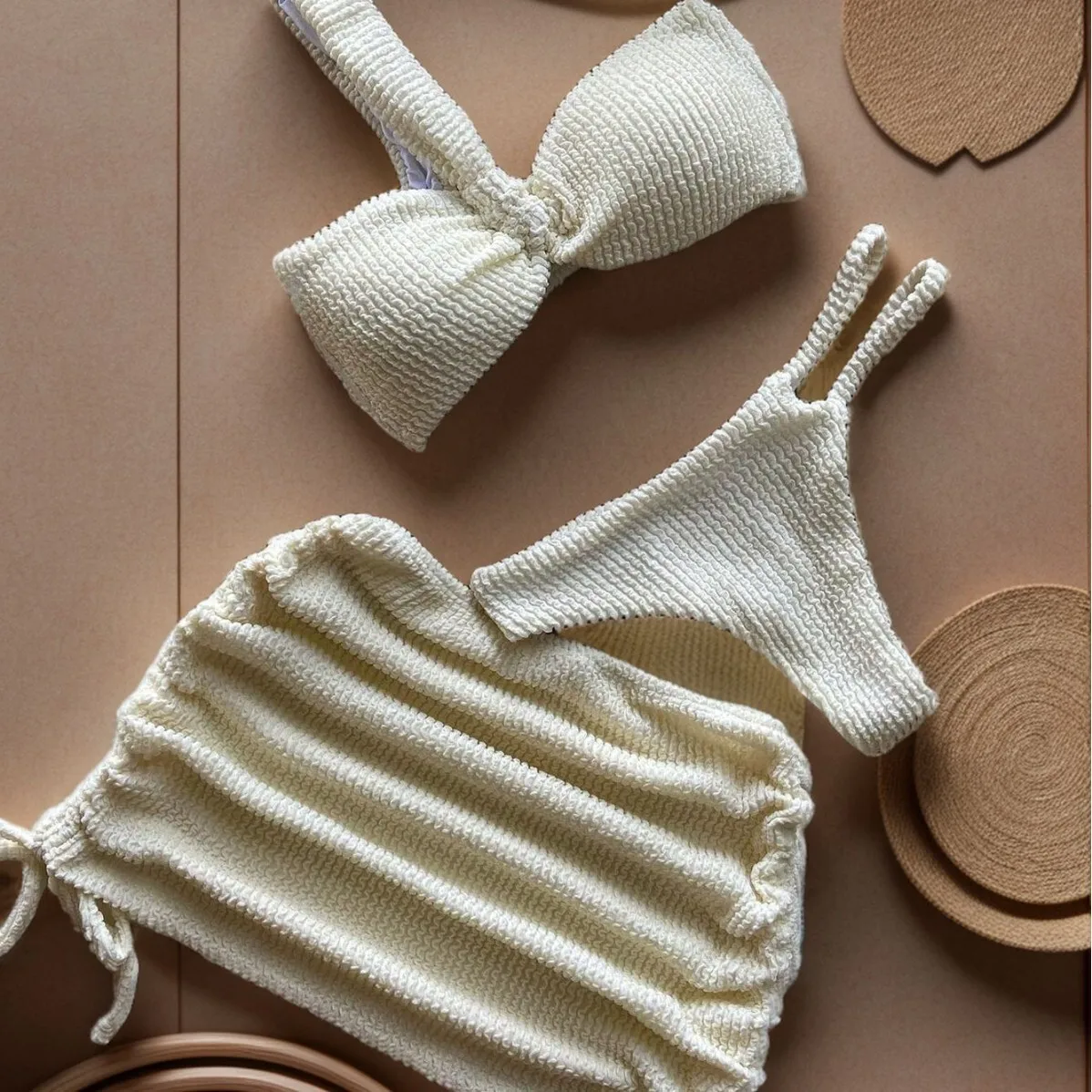 2024 Nieuw Pittig Meisje Sexy Driedelige Damesset Enkele Schouder Onregelmatig Hol High-End Badpak