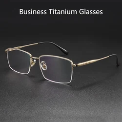 Men Big Size Eye Glasses Half Frame Fashion Luxury Ultra Light Pure Titanium Eyewear Optical Prescription Frames Woman 88700