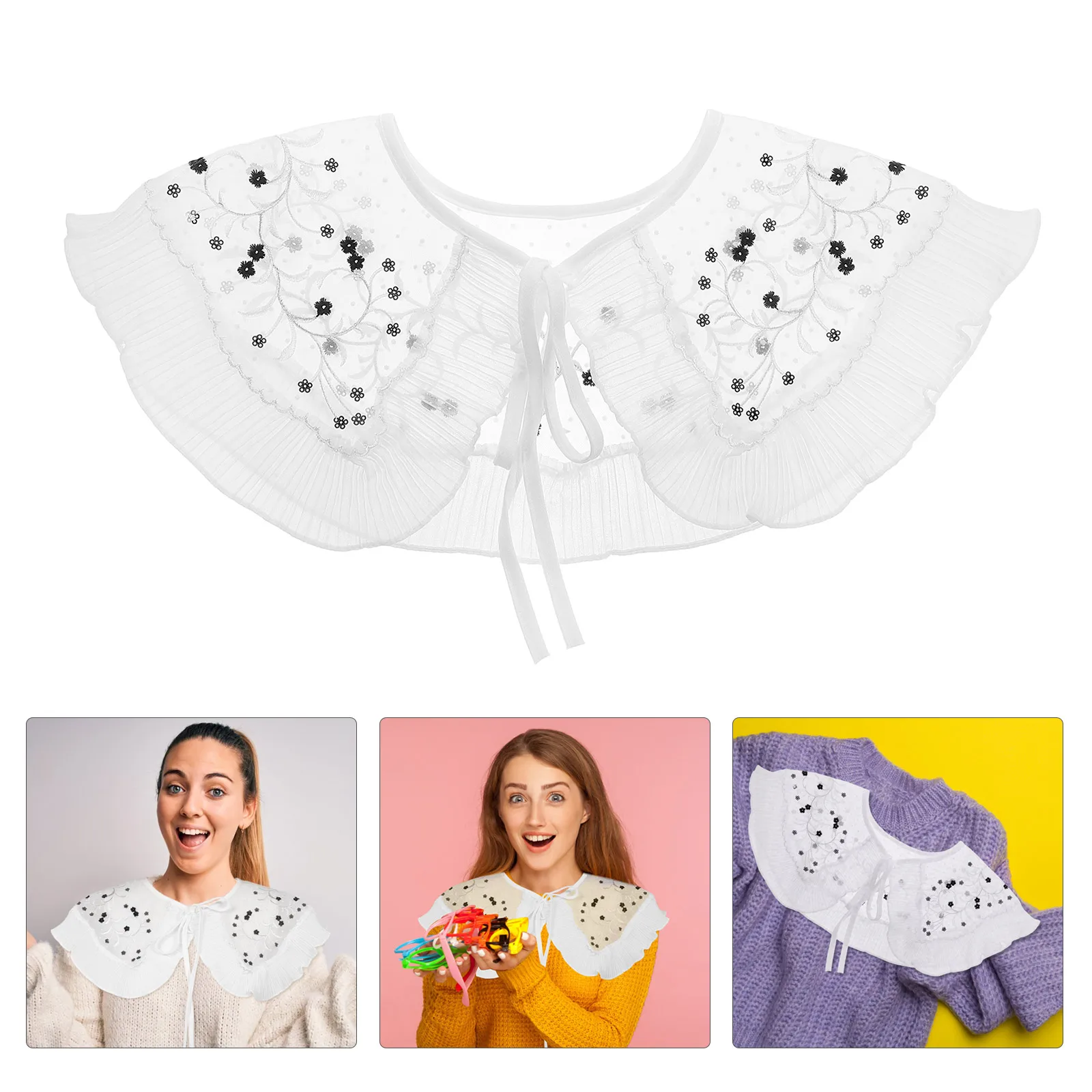 

Elegant Women Detachable Nylon Decorative Faux Neck Stylish Lightweight Removable Shirt Fashion Replacement Faux Decoration