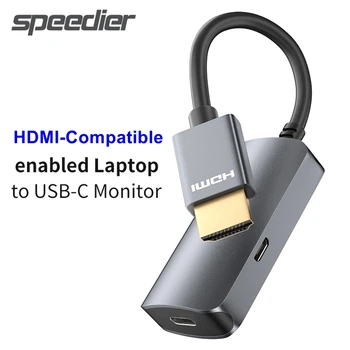 HDMI-Male to Laptop USB-C Female Monitor Adapter USB Type C 3.1 Input to HDMI-Compatible Output Converter 4K@60Hz USB C Adapter